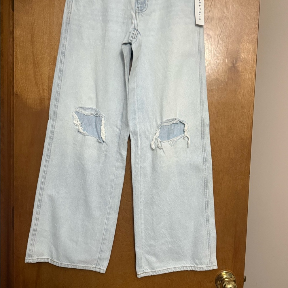 PacSun Light Blue Distressed Wide-Leg Jeans